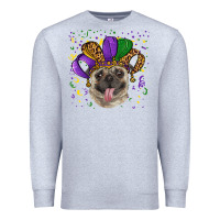 Heather Grey mardi gras hat pug Premium Sweatshirt - RanaPortraitStore