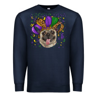 Navy mardi gras hat pug Premium Sweatshirt - RanaPortraitStore