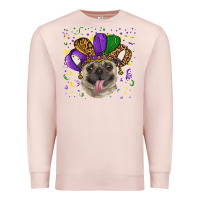 Pale Pink mardi gras hat pug Premium Sweatshirt - RanaPortraitStore