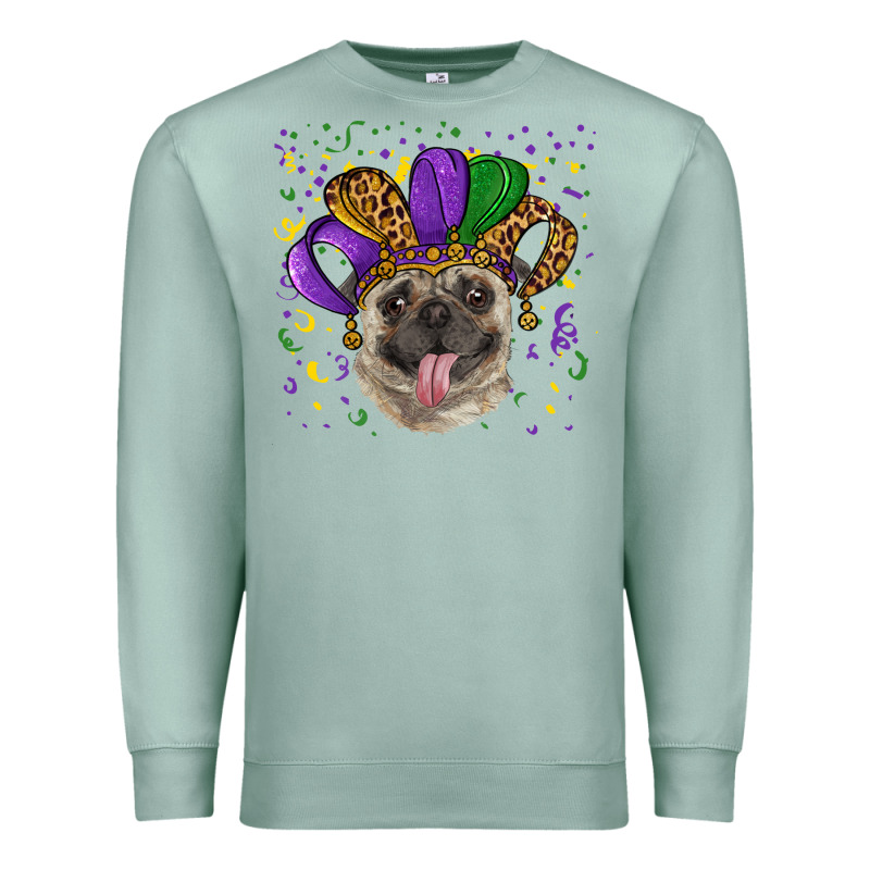 Mardi Gras Hat Pug Premium Sweatshirt by RanaPortraitStore | Teevron