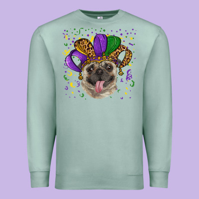 Premium Sweatshirt mardi gras hat pug