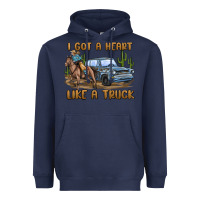 Navy i got a heart like a truck Heavyweight Hoodie - MaliasSmallBusiness