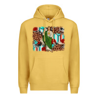 Antique Gold san judas leopard cowhide background Premium Hoodie - JahusDesignShop