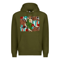 Army Green san judas leopard cowhide background Premium Hoodie - JahusDesignShop