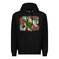 Black san judas leopard cowhide background Premium Hoodie - JahusDesignShop