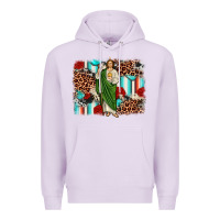 Lilac san judas leopard cowhide background Premium Hoodie - JahusDesignShop