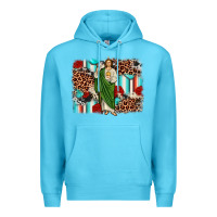 Ocean Blue san judas leopard cowhide background Premium Hoodie - JahusDesignShop