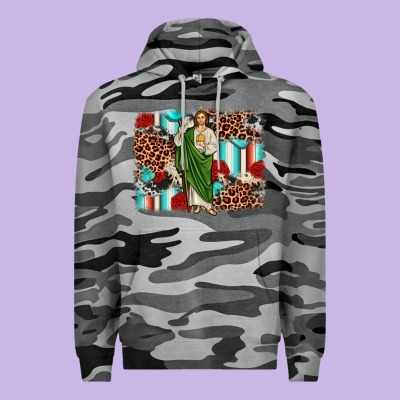 San Judas Leopard Cowhide Background Premium Hoodie Designed By Jahusdesignshop