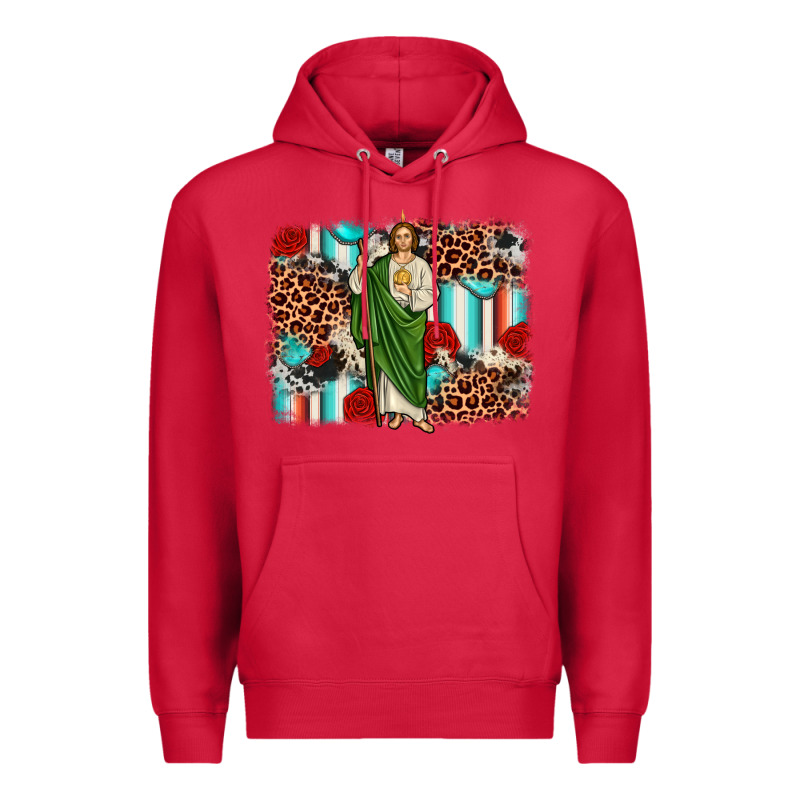 San Judas Leopard Cowhide Background Premium Hoodie by JahusDesignShop | Teevron