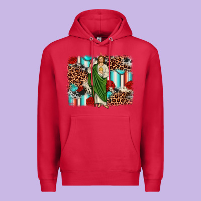 San Judas Leopard Cowhide Background Premium Hoodie Designed By Jahusdesignshop