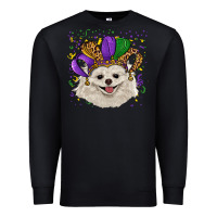 Black mardi gras hat white pomeranian Premium Sweatshirt - RanaPortraitStore
