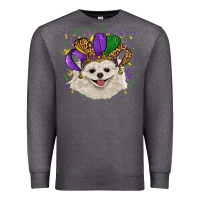 Charcoal Heather mardi gras hat white pomeranian Premium Sweatshirt - RanaPortraitStore