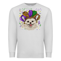 Dove Grey mardi gras hat white pomeranian Premium Sweatshirt - RanaPortraitStore