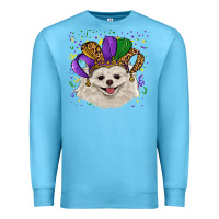 Ocean Blue mardi gras hat white pomeranian Premium Sweatshirt - RanaPortraitStore