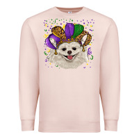 Pale Pink mardi gras hat white pomeranian Premium Sweatshirt - RanaPortraitStore