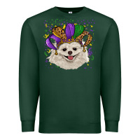 Sports Green mardi gras hat white pomeranian Premium Sweatshirt - RanaPortraitStore