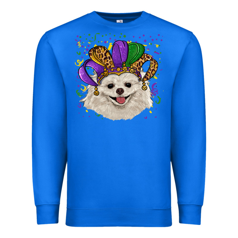 Mardi Gras Hat White Pomeranian Premium Sweatshirt by RanaPortraitStore | Teevron