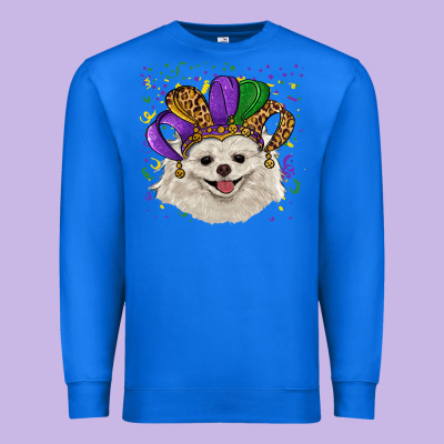 Premium Sweatshirt mardi gras hat white pomeranian