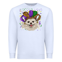 White mardi gras hat white pomeranian Premium Sweatshirt - RanaPortraitStore