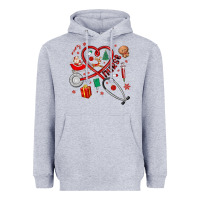 Heather Grey christmas nurse Heavyweight Hoodie - MaliasSmallBusiness