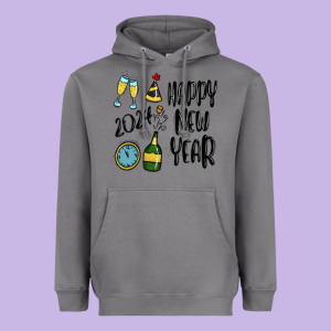 Happy New Year 2024 Heavyweight Hoodie Designed By Maliassmallbusiness