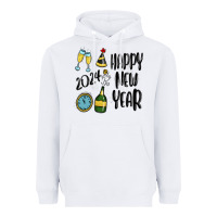 White happy new year 2024 Heavyweight Hoodie - MaliasSmallBusiness