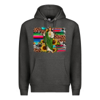 Charcoal Heather san judas leopard cowhide sunflower background Premium Hoodie - JahusDesignShop