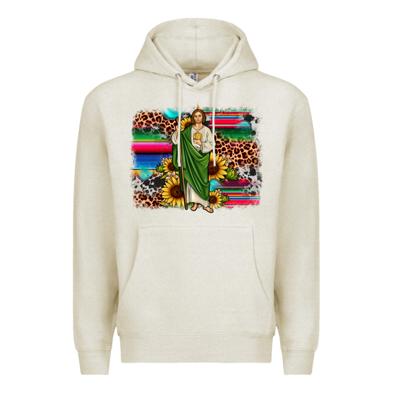 San Judas Leopard Cowhide Sunflower Background Premium Hoodie by JahusDesignShop | Teevron