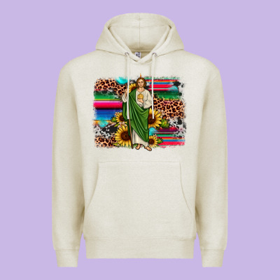 San Judas Leopard Cowhide Sunflower Background Premium Hoodie Designed By Jahusdesignshop