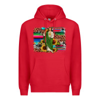 Red san judas leopard cowhide sunflower background Premium Hoodie - JahusDesignShop