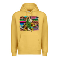 Antique Gold san judas leopard cowhide sunflower background Premium Hoodie - JahusDesignShop