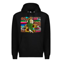 Black san judas leopard cowhide sunflower background Premium Hoodie - JahusDesignShop