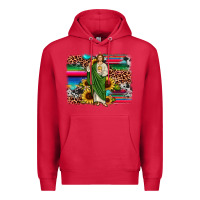 Cardinal san judas leopard cowhide sunflower background Premium Hoodie - JahusDesignShop