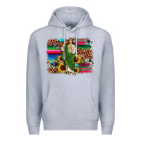 Heather Grey san judas leopard cowhide sunflower background Premium Hoodie - JahusDesignShop