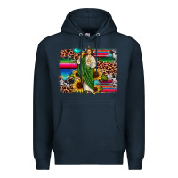 Navy san judas leopard cowhide sunflower background Premium Hoodie - JahusDesignShop