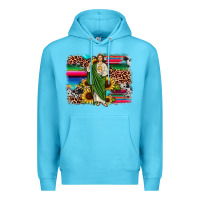Ocean Blue san judas leopard cowhide sunflower background Premium Hoodie - JahusDesignShop