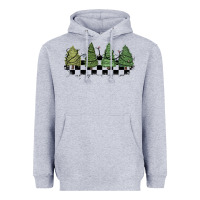 Heather Grey christmas checkered trees Heavyweight Hoodie - MaliasSmallBusiness