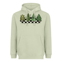 Matcha christmas checkered trees Heavyweight Hoodie - MaliasSmallBusiness