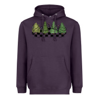 Plum christmas checkered trees Heavyweight Hoodie - MaliasSmallBusiness
