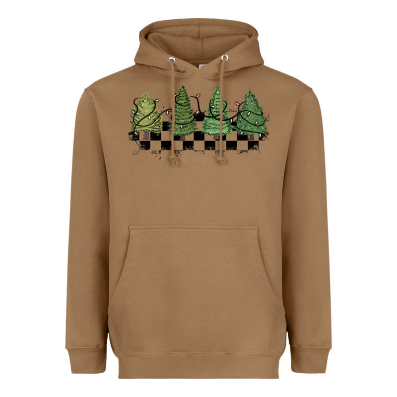 Christmas Checkered Trees Heavyweight Hoodie by MaliasSmallBusiness | Teevron