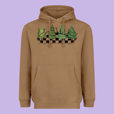 Heavyweight Hoodie christmas checkered trees