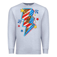 Heather Grey America lightning bolt Premium Sweatshirt - texasbilliewilder