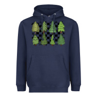 Navy checkered trees Heavyweight Hoodie - MaliasSmallBusiness