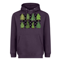 Plum checkered trees Heavyweight Hoodie - MaliasSmallBusiness