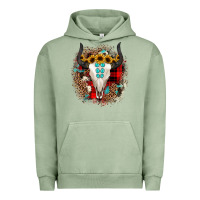 Pigment Oil Green bullskull christmas Urban Hoodie - JahusDesignShop