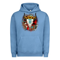 Pigment Pebble Blue bullskull christmas Urban Hoodie - JahusDesignShop
