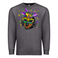 Charcoal Heather mardi gras mask dachshund puppy Premium Sweatshirt - RanaPortraitStore