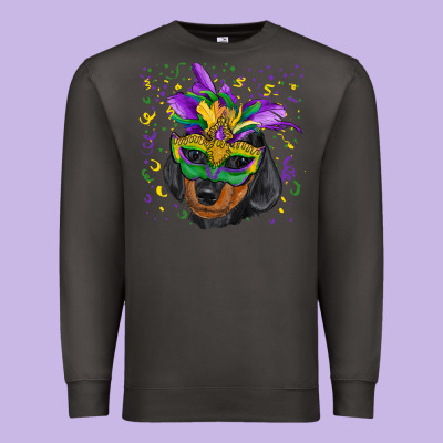 Premium Sweatshirt mardi gras mask dachshund puppy
