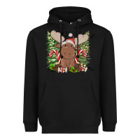Black christmas reindeer Heavyweight Hoodie - MaliasSmallBusiness
