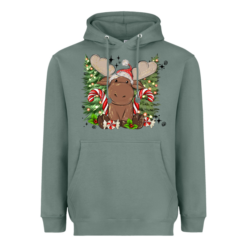 Christmas Reindeer Heavyweight Hoodie by MaliasSmallBusiness | Teevron